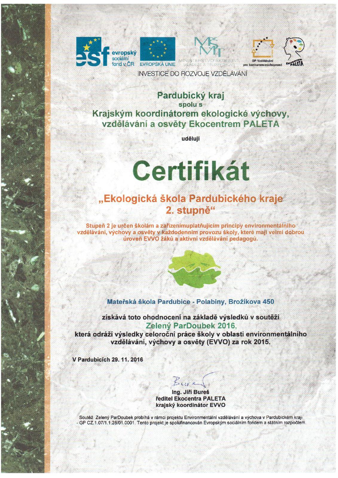 PARDOUBEK-Certifikát